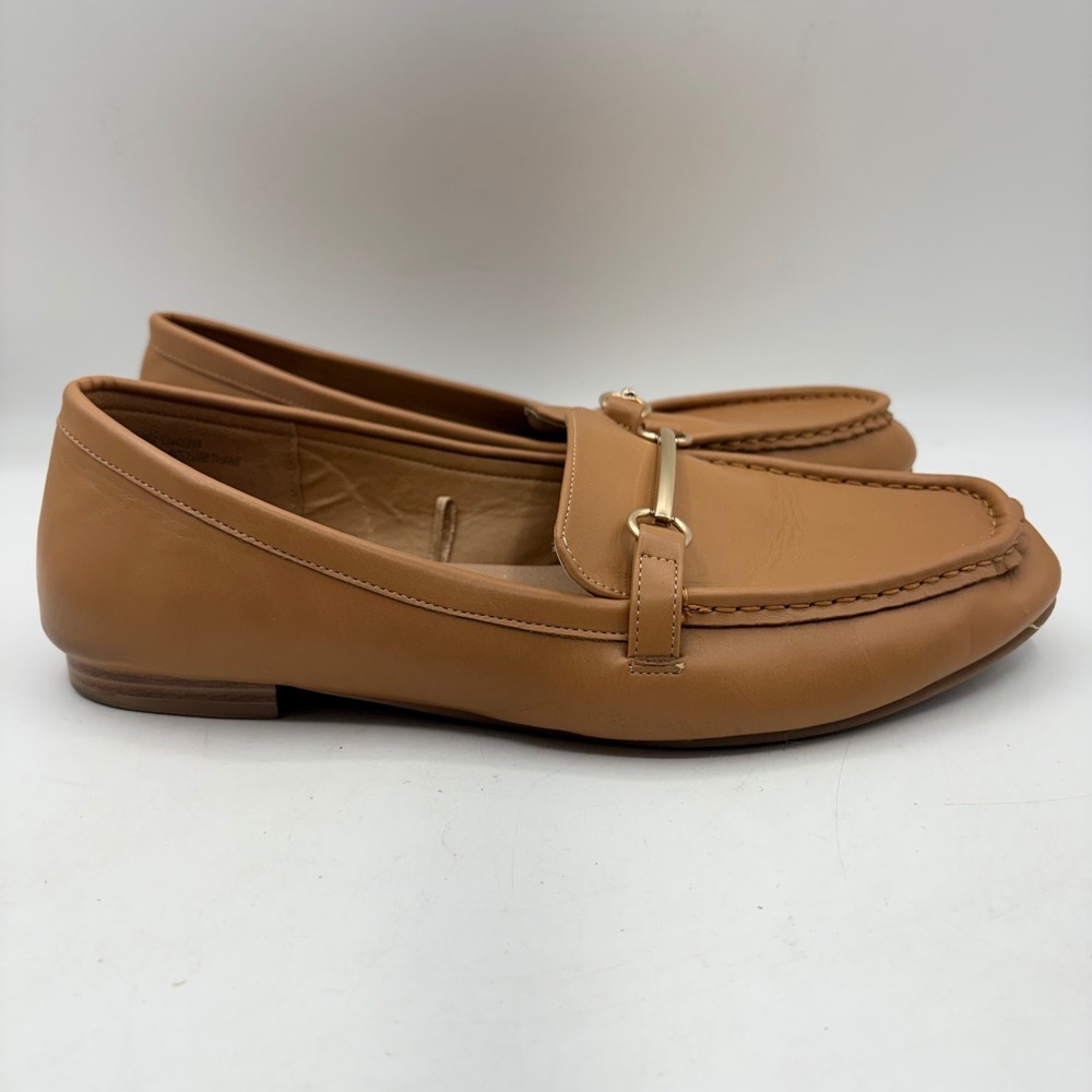 Torrid Tan Faux Leather‎ Gold Bit Loafers Shoes Womens 10WW Wide Width Flats